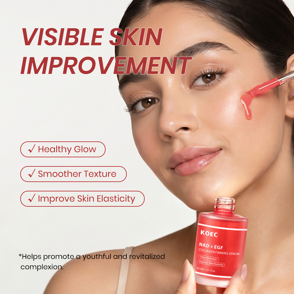 KOEC NAD EGF Firming Serum for Face & Neck | Anti-Aging Serum with EGF Peptide, NAD+ & Collagen Wrinkle Appearance, Elasticity