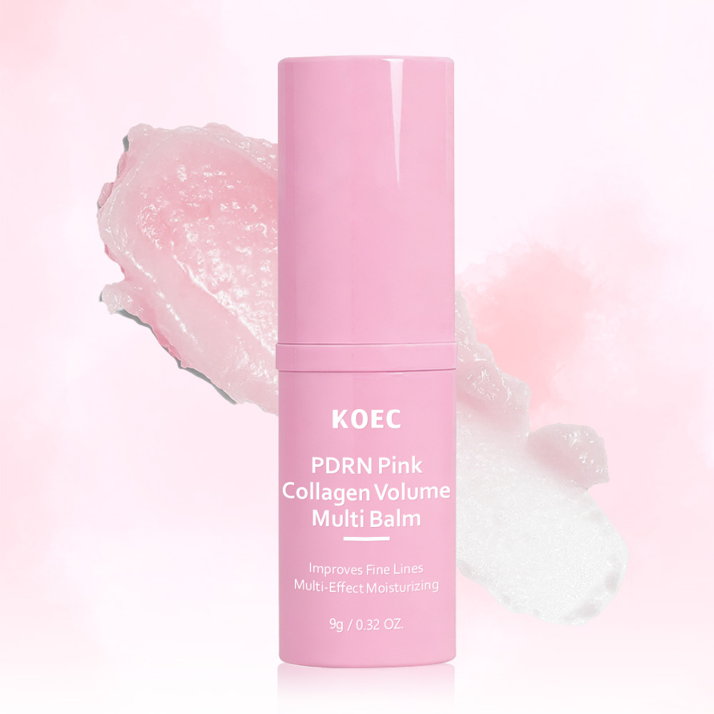 KOEC PDRN Pink Collagen Volume Multi Balm, Multi-Effect Moisturizing Solid Face Balm Stick to Improve Fine Lines, Hydrating Anti-Aging Wrinkle Reducing Skin Care Stick, 9g / 0.32 oz