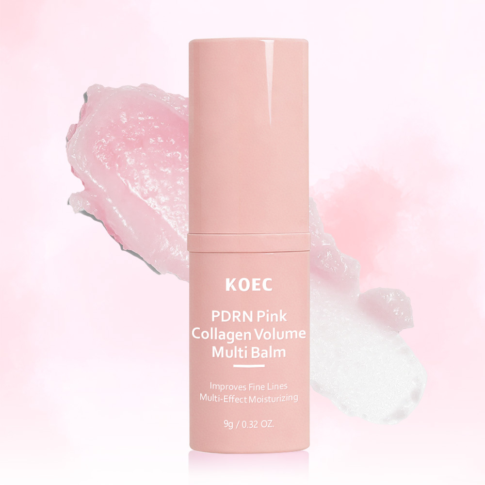 KOEC PDRN Pink Collagen Volume Multi Balm Stick with Sodium DNA, Hydrolyzed Collagen & Sunflower Seed Oil, Multi-Effect Moisturizing Solid Facial Balm to Improve Fine Lines, Portable Hydrating Wrinkle Repair Skin Care Stick, 9g / 0.32 oz