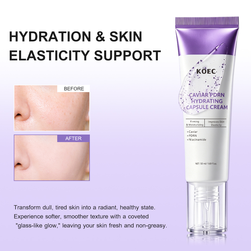 KOEC Caviar PDRN Hydrating Capsule Cream with Caviar Extract, PDRN & Niacinamide, Firming Moisturizing Facial Cream to Improve Skin Elasticity, Anti-Aging Revitalizing Face Cream, 50ml / 1.69 fl.oz