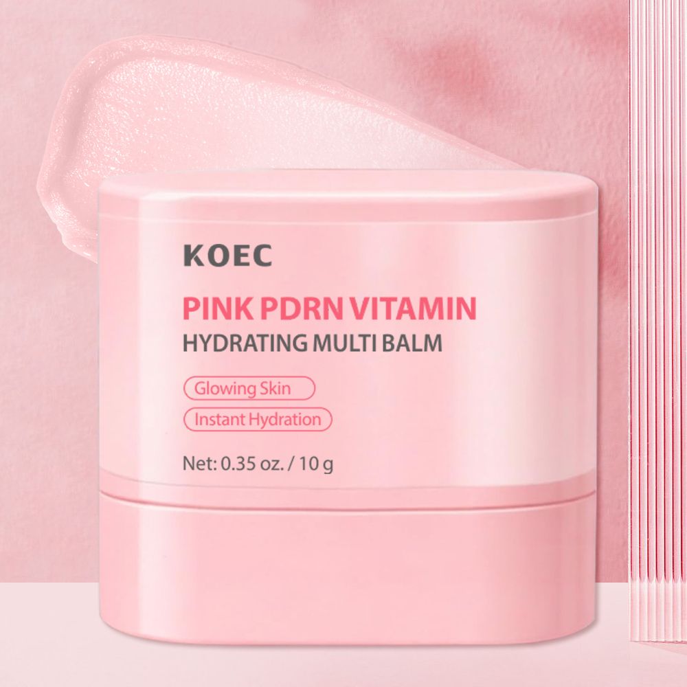 KOEC Pink PDRN Vitamin Hydrating Multi Balm, Instant Hydration Solid Facial Balm Stick to Boost Glowing Skin, Multi-Effect Moisturizing Anti-Dryness Skin Care Balm, 10g / 0.35 oz