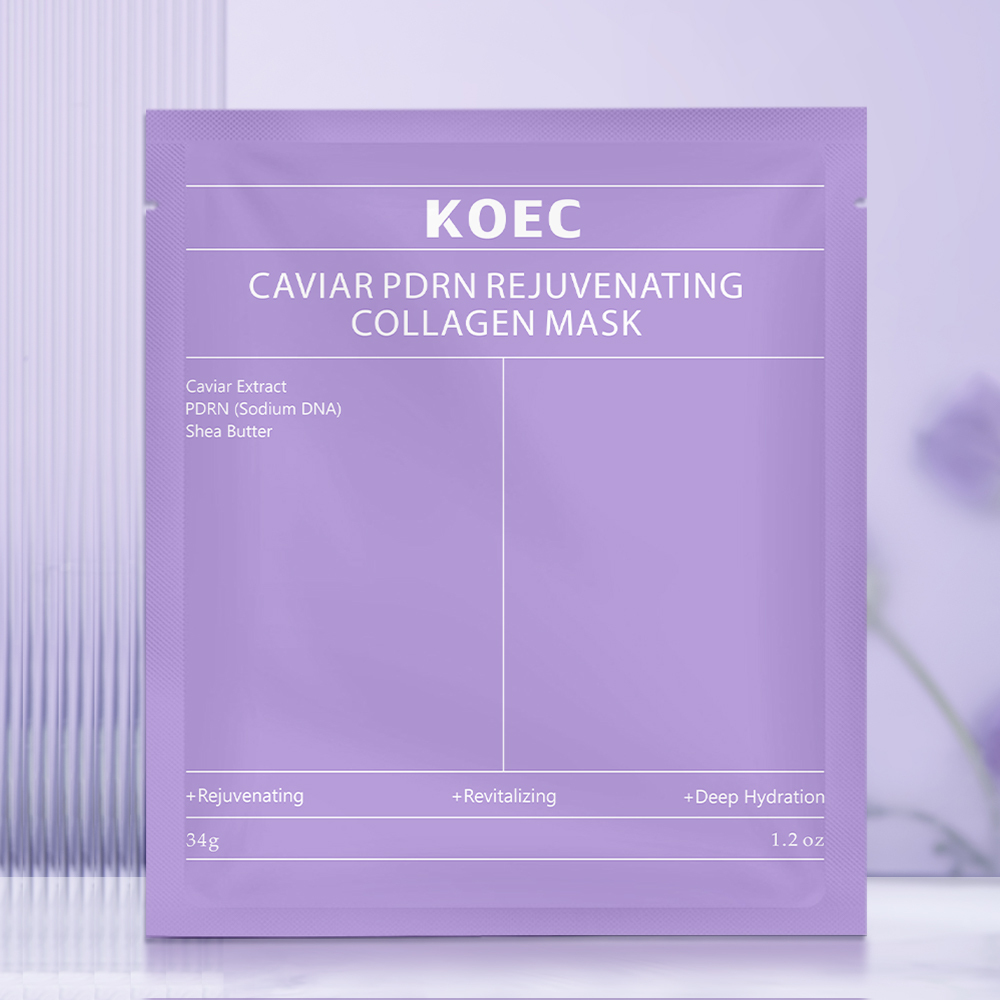 KOEC Caviar PDRN Rejuvenating Collagen Mask with Caviar Extract, Sodium DNA & Shea Butter, Deep Hydrating Revitalizing Facial Sheet Mask, Anti-Aging Nourishing Mask to Boost Skin Elasticity, 34g / 1.2 oz