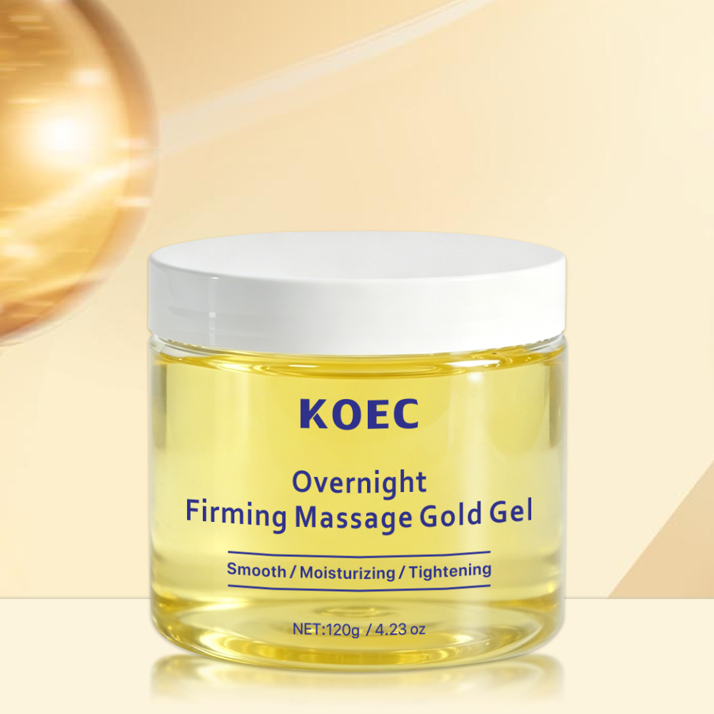 KOEC Overnight Firming Massage Gold Gel, 24H Moisturizing Tightening Facial Massage Gel, Anti-Aging Smoothing Overnight Sleeping Gold Gel Mask for Elastic Youthful Skin, 120g / 4.23 oz