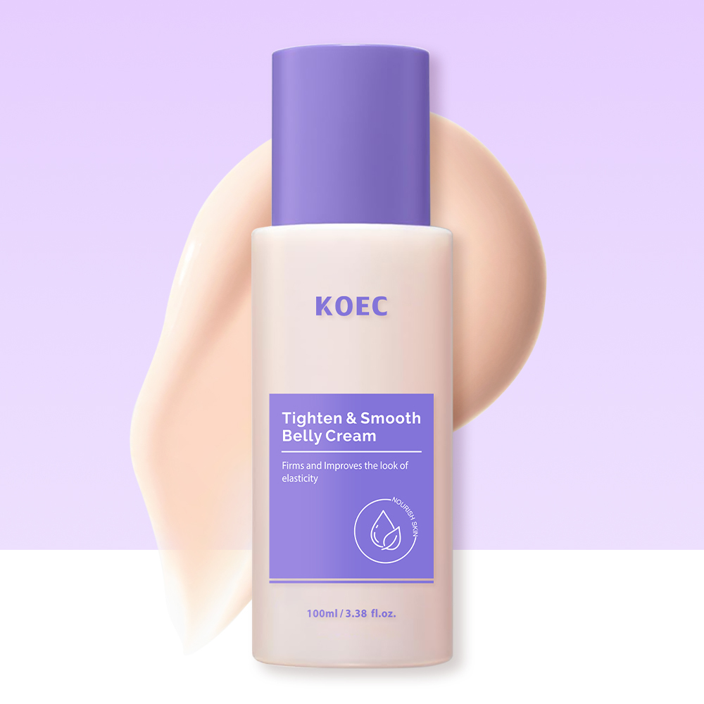 KOEC Tighten & Smooth Belly Cream, Firming Body Contouring Cream to Improve Skin Elasticity, Nourishing Moisturizing Cream for Loose Abdomen Skin, Reduce Stretch Marks & Smooth Rough Belly Skin, 100ml / 3.38 fl.oz