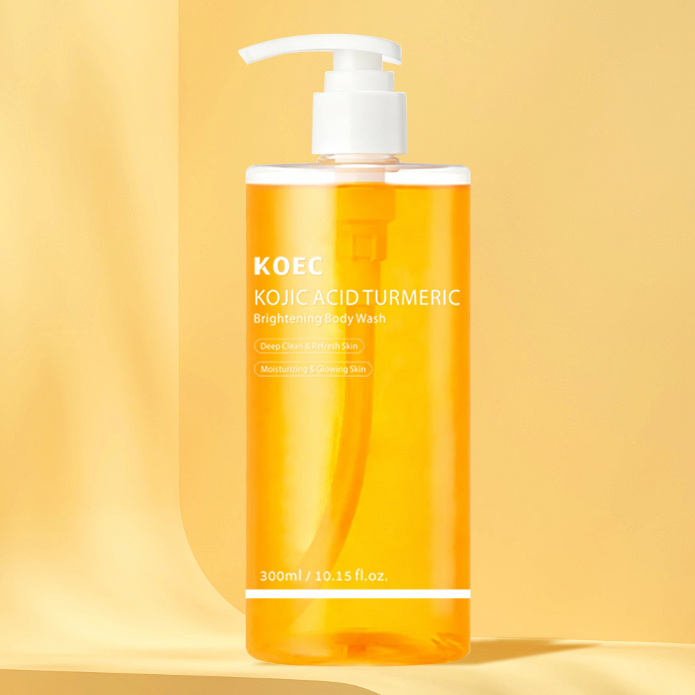 KOEC Kojic Acid Turmeric Brightening Body Wash, Deep Cleansing Moisturizing Shower Gel to Even Body Tone, Fade Dull Dark Spots, Refresh Dry Rough Skin, Glowing Skin Lightening Body Cleanser, 300ml / 10.15 fl.oz