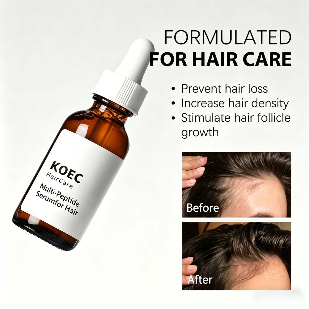 KOEC Multi-Peptide Hair Care Serum, Peptide Hair Growth Serum for Thinning Hair, Strengthen Hair Follicles, Reduce Hair Loss, Nourish Scalp & Boost Thicker Fuller Hair, Hair Regrowth Treatment Oil for Men & Women