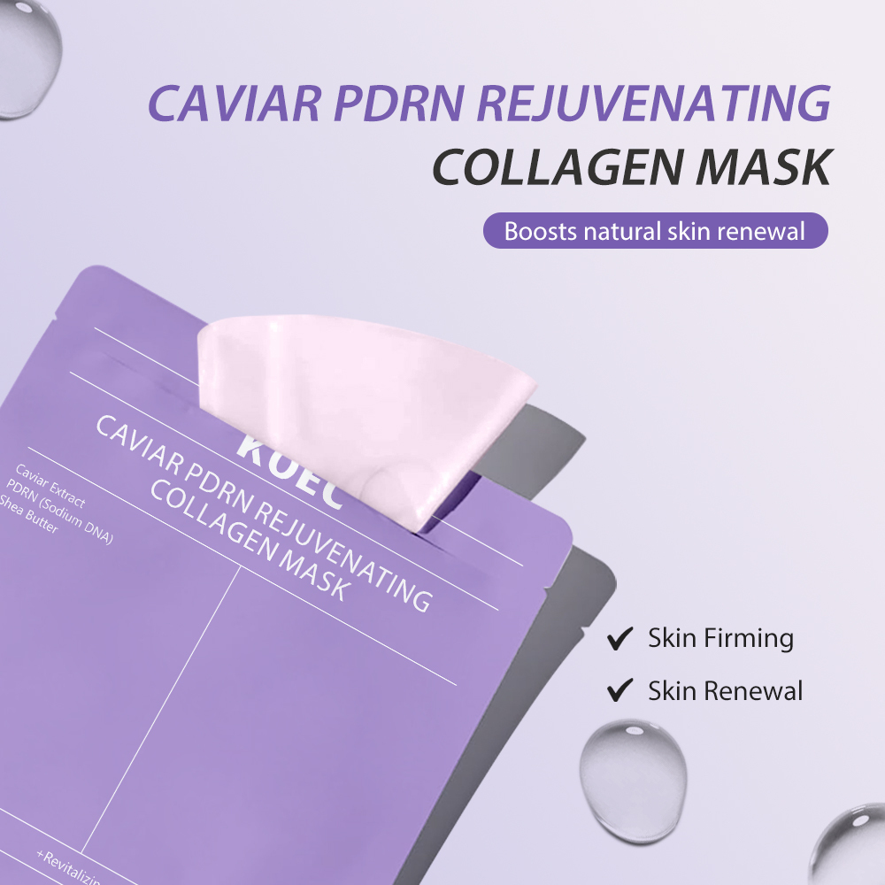 KOEC Caviar PDRN Rejuvenating Collagen Mask with Caviar Extract, Sodium DNA & Shea Butter, Deep Hydrating Revitalizing Facial Sheet Mask, Anti-Aging Nourishing Mask to Boost Skin Elasticity, 34g / 1.2 oz