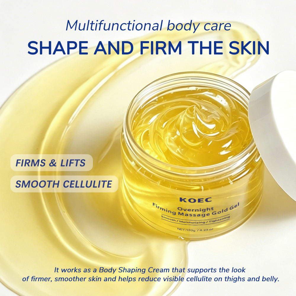 KOEC Overnight Firming Massage Gold Gel, 24H Moisturizing Tightening Facial Massage Gel, Anti-Aging Smoothing Overnight Sleeping Gold Gel Mask for Elastic Youthful Skin, 120g / 4.23 oz