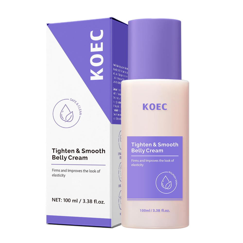 KOEC Tighten & Smooth Belly Cream, Firming Body Contouring Cream to Improve Skin Elasticity, Nourishing Moisturizing Cream for Loose Abdomen Skin, Reduce Stretch Marks & Smooth Rough Belly Skin, 100ml / 3.38 fl.oz