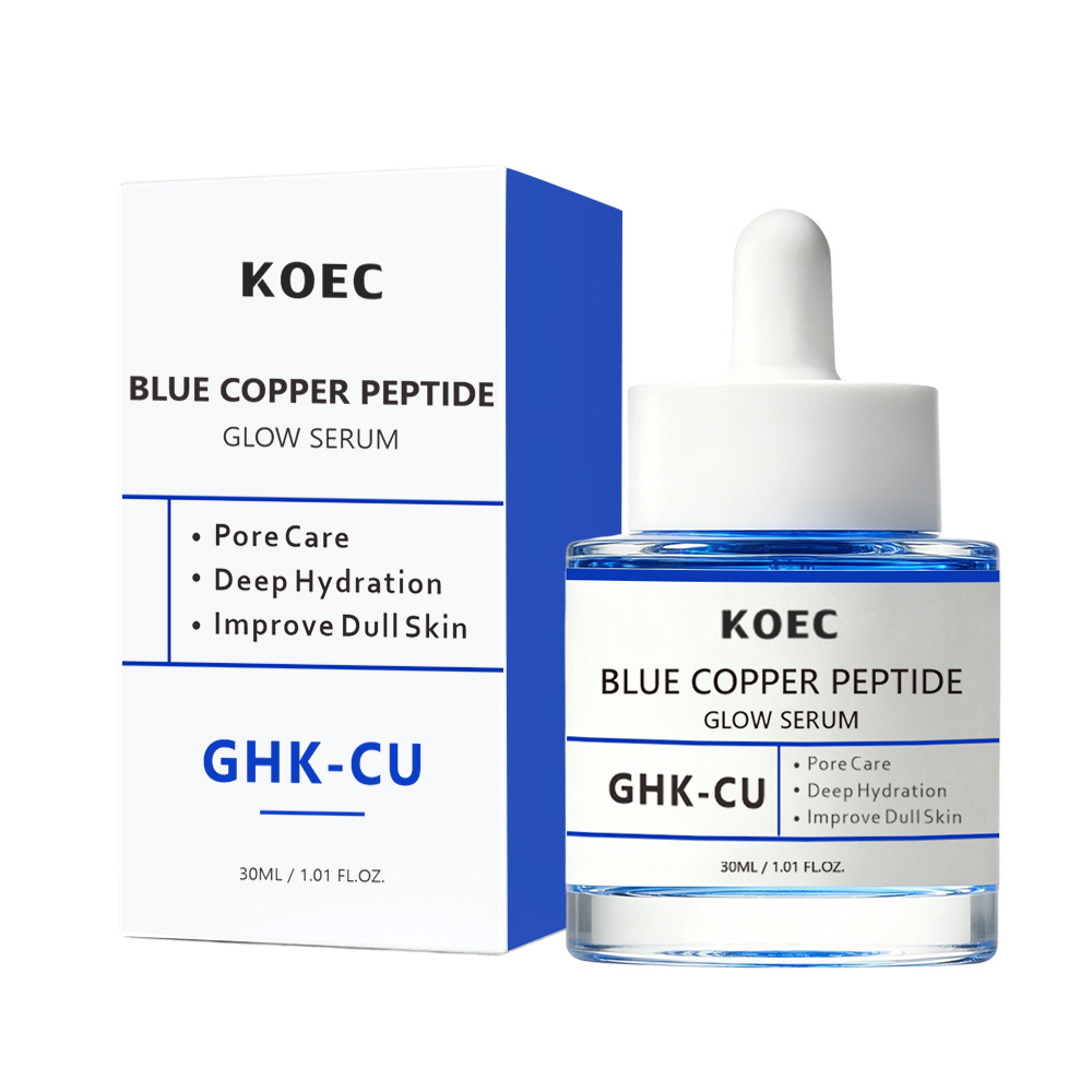 KOEC Blue Copper Peptide GHK-Cu Glow Serum, Deep Hydrating Pore Minimizing Facial Serum to Brighten Dull Complexion, Anti-Aging Repair Skin Care Serum, 30ml / 1.01 fl.oz