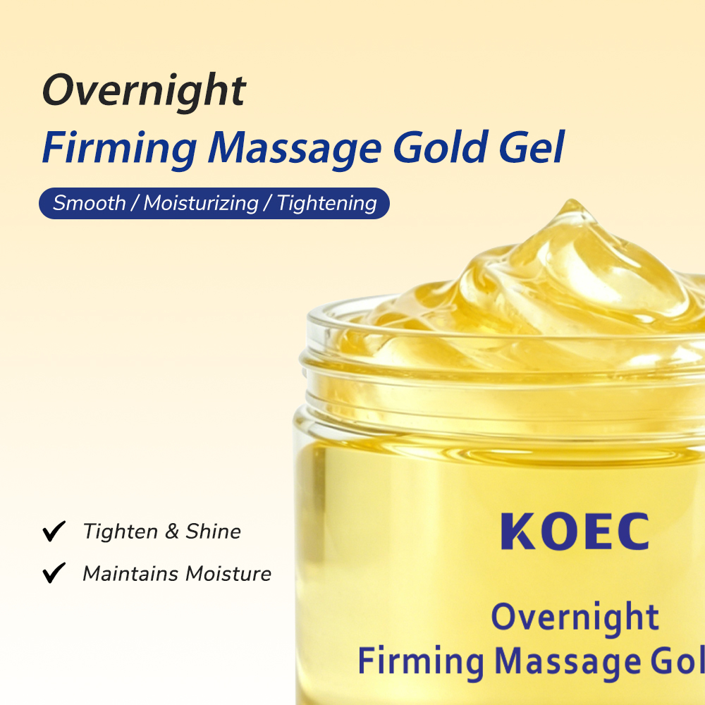 KOEC Overnight Firming Massage Gold Gel, 24H Moisturizing Tightening Facial Massage Gel, Anti-Aging Smoothing Overnight Sleeping Gold Gel Mask for Elastic Youthful Skin, 120g / 4.23 oz