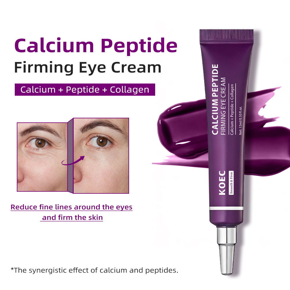 KOEC Calcium Peptide Firming Eye Cream with Calcium, Peptide & Collagen, Anti-Aging Anti-Wrinkle Eye Cream to Smooth Fine Lines, Lift Sagging Under-Eye Skin, Reduce Dark Circles & Puffiness, 15ml / 0.50 fl.oz
