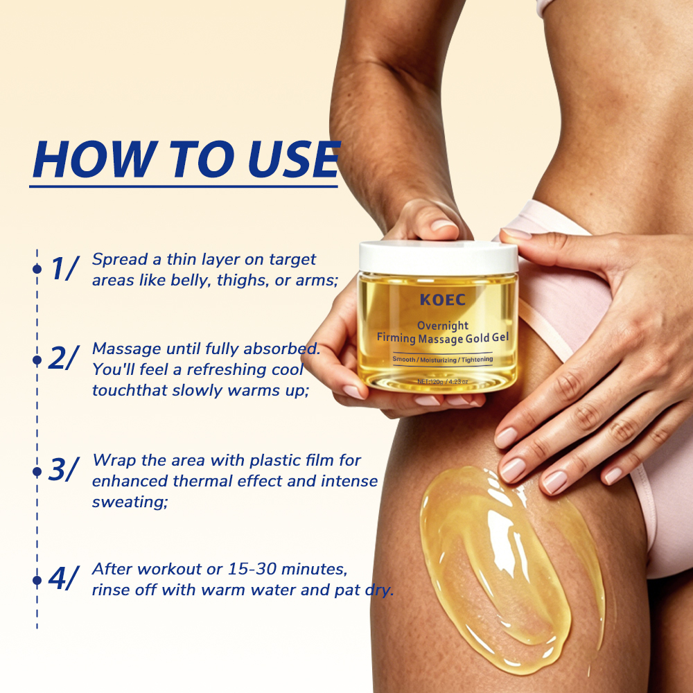 KOEC Overnight Firming Massage Gold Gel, 24H Moisturizing Tightening Facial Massage Gel, Anti-Aging Smoothing Overnight Sleeping Gold Gel Mask for Elastic Youthful Skin, 120g / 4.23 oz