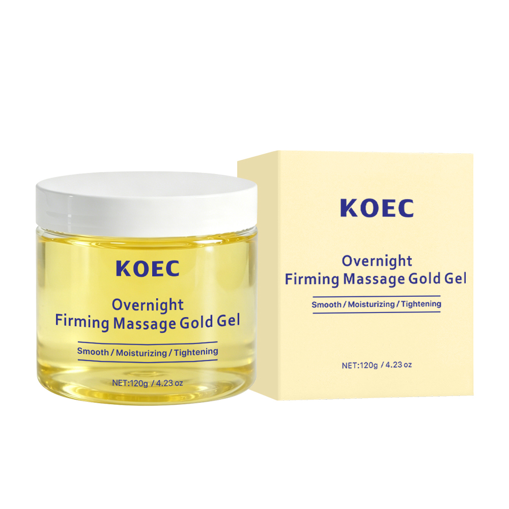 KOEC Overnight Firming Massage Gold Gel, 24H Moisturizing Tightening Facial Massage Gel, Anti-Aging Smoothing Overnight Sleeping Gold Gel Mask for Elastic Youthful Skin, 120g / 4.23 oz