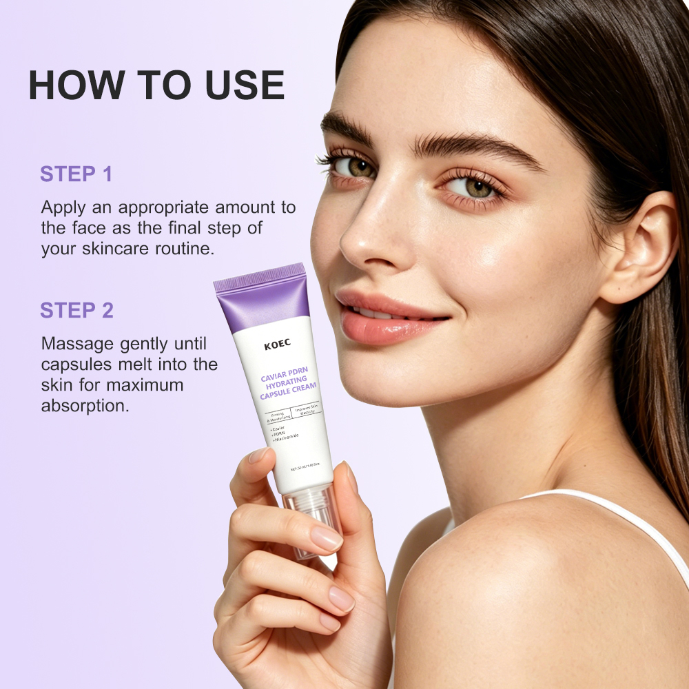 KOEC Caviar PDRN Hydrating Capsule Cream with Caviar Extract, PDRN & Niacinamide, Firming Moisturizing Facial Cream to Improve Skin Elasticity, Anti-Aging Revitalizing Face Cream, 50ml / 1.69 fl.oz