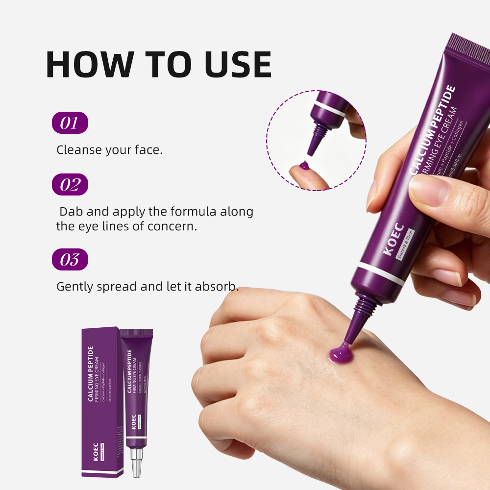 KOEC Calcium Peptide Firming Eye Cream with Calcium, Peptide & Collagen, Anti-Aging Anti-Wrinkle Eye Cream to Smooth Fine Lines, Lift Sagging Under-Eye Skin, Reduce Dark Circles & Puffiness, 15ml / 0.50 fl.oz