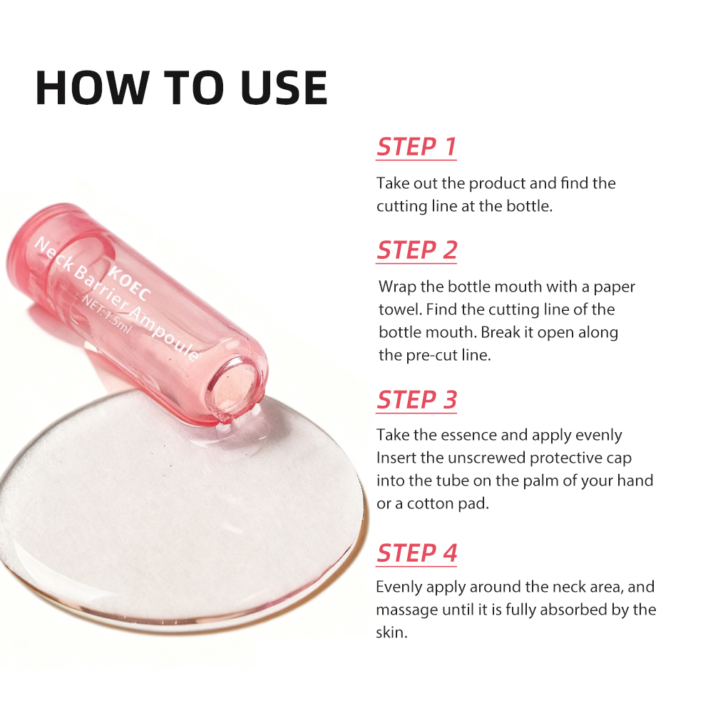 KOEC Neck Barrier Ampoule with Niacinamide & Peptide, Brightening Anti-Wrinkle Neck Serum Ampoules to Reinforce Skin Barrier, Smooth Neck Fine Lines, Even Tone & Firm Sagging Neck Skin, 10pcs × 0.05 fl.oz