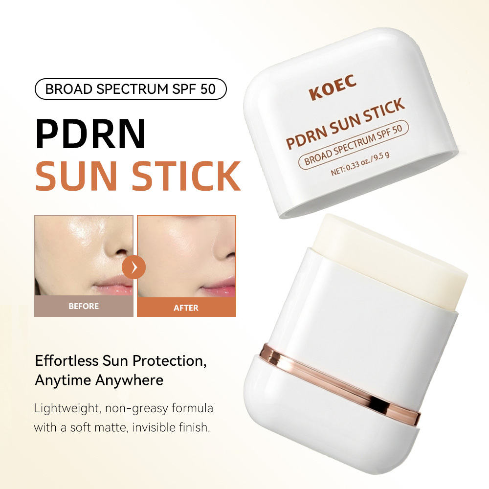 KOEC PDRN Sun Stick, Broad Spectrum SPF 50 Portable Solid Sunscreen Stick, Hydrating PDRN Repair Sun Protection Stick for Face & Body, Non-Greasy Refreshing Daily UV Protection, 9.5g / 0.33 oz
