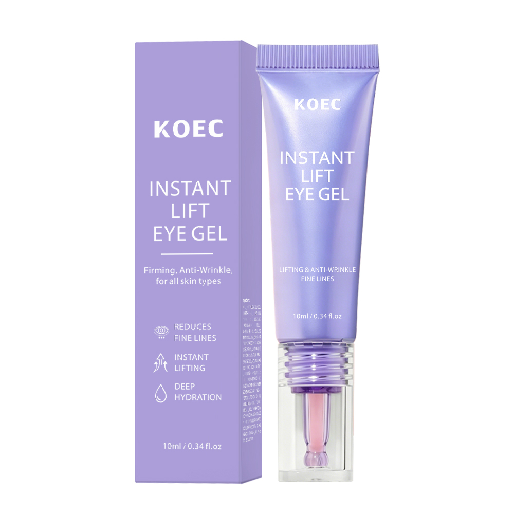 KOEC Instant Lift Eye Gel, Lifting Anti-Wrinkle Eye Serum Gel to Smooth Fine Lines, Firm Under-Eye Skin, Reduce Puffiness & Dark Circles, Roller Ball Applicator Eye Treatment Gel, 10ml / 0.34 fl.oz