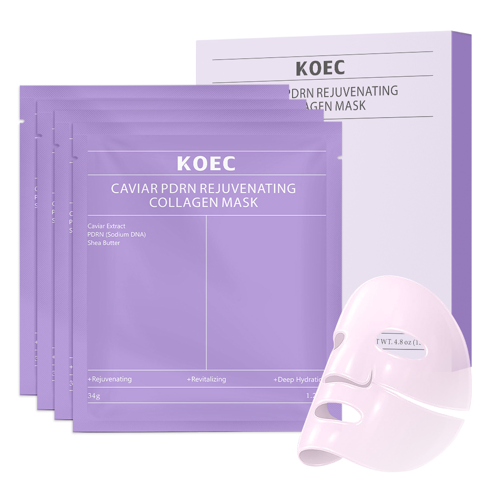 KOEC Caviar PDRN Rejuvenating Collagen Mask with Caviar Extract, Sodium DNA & Shea Butter, Deep Hydrating Revitalizing Facial Sheet Mask, Anti-Aging Nourishing Mask to Boost Skin Elasticity, 34g / 1.2 oz