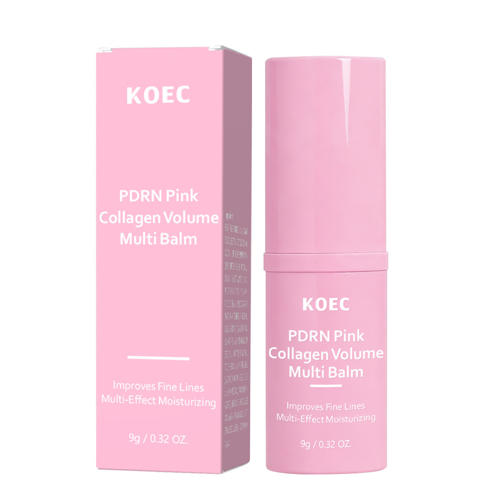 KOEC PDRN Pink Collagen Volume Multi Balm, Multi-Effect Moisturizing Solid Face Balm Stick to Improve Fine Lines, Hydrating Anti-Aging Wrinkle Reducing Skin Care Stick, 9g / 0.32 oz