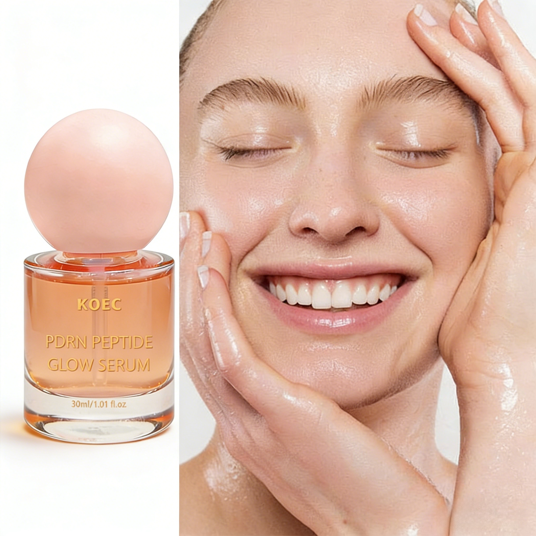 KOEC PDRN Peptide Glow Serum, Hydrating Brightening Anti-Aging Facial Serum for Glass Skin