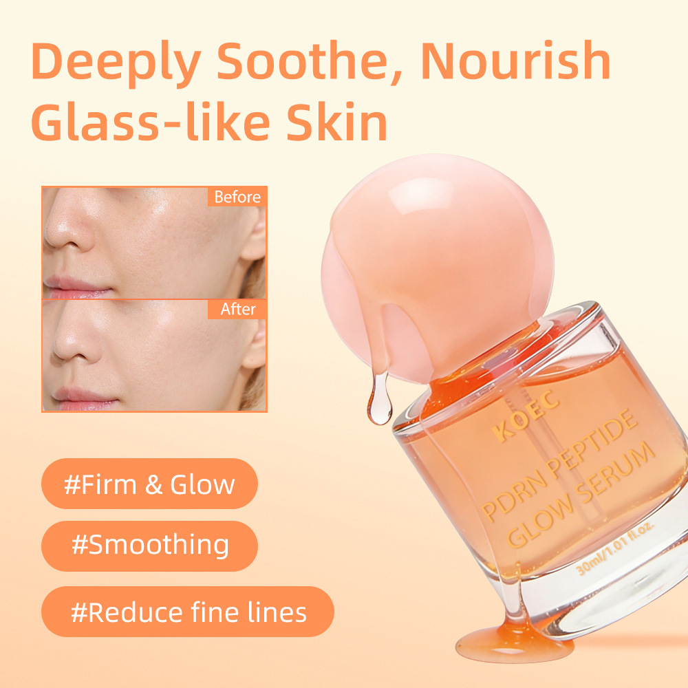 KOEC PDRN Peptide Glow Serum, Hydrating Brightening Anti-Aging Facial Serum for Glass Skin