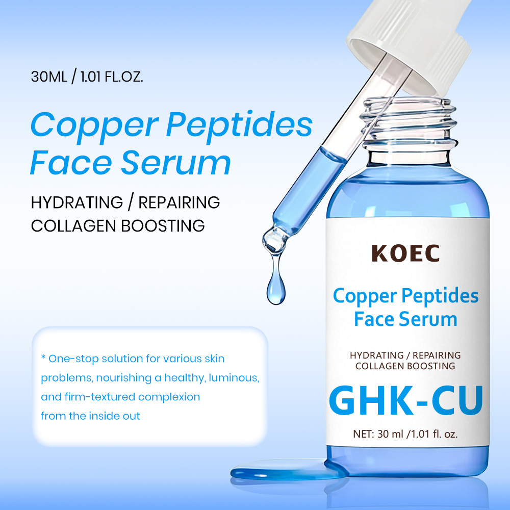 KOEC GHK-CU Copper Peptides Face Serum 30ml, Collagen Boosting Anti-Aging Facial Serum with Niacinamide & Lactobacillus, Firm Fine Lines Repair Sensitive Skin Brighten Uneven Tone