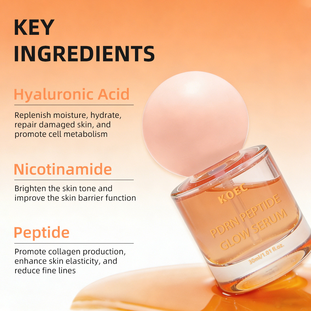 KOEC PDRN Peptide Glow Serum, Hydrating Brightening Anti-Aging Facial Serum for Glass Skin