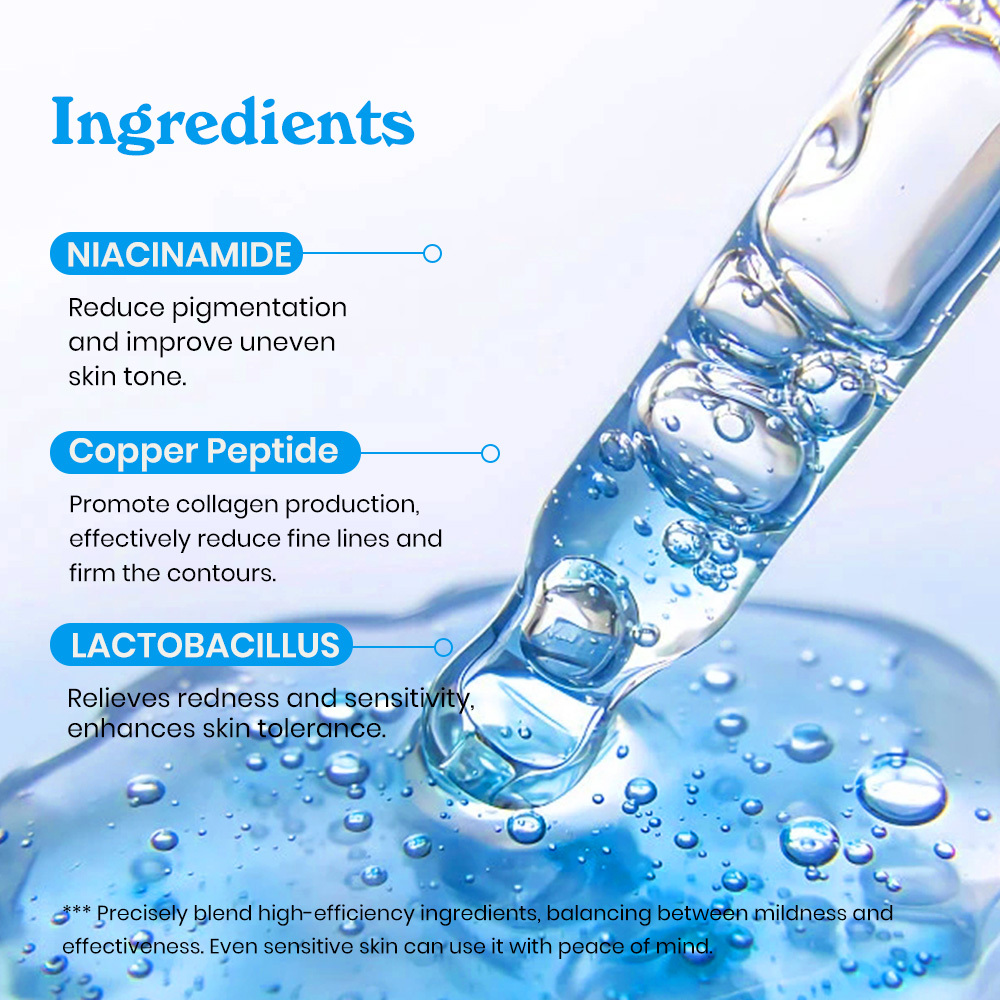 KOEC GHK-CU Copper Peptides Face Serum 30ml, Collagen Boosting Anti-Aging Facial Serum with Niacinamide & Lactobacillus, Firm Fine Lines Repair Sensitive Skin Brighten Uneven Tone