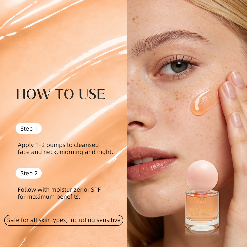 KOEC PDRN Peptide Glow Serum, Hydrating Brightening Anti-Aging Facial Serum for Glass Skin