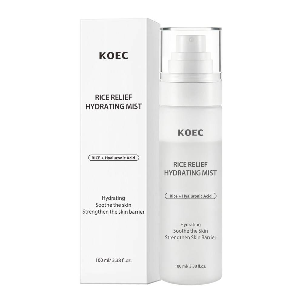 KOEC Rice Relief Hydrating Mist, Rice Ferment Filtrate Facial Spray with Hyaluronic Acid Centella Asiatica Panthenol, Soothing Barrier Repair Refreshing Mist for Sensitive Skin 100ml