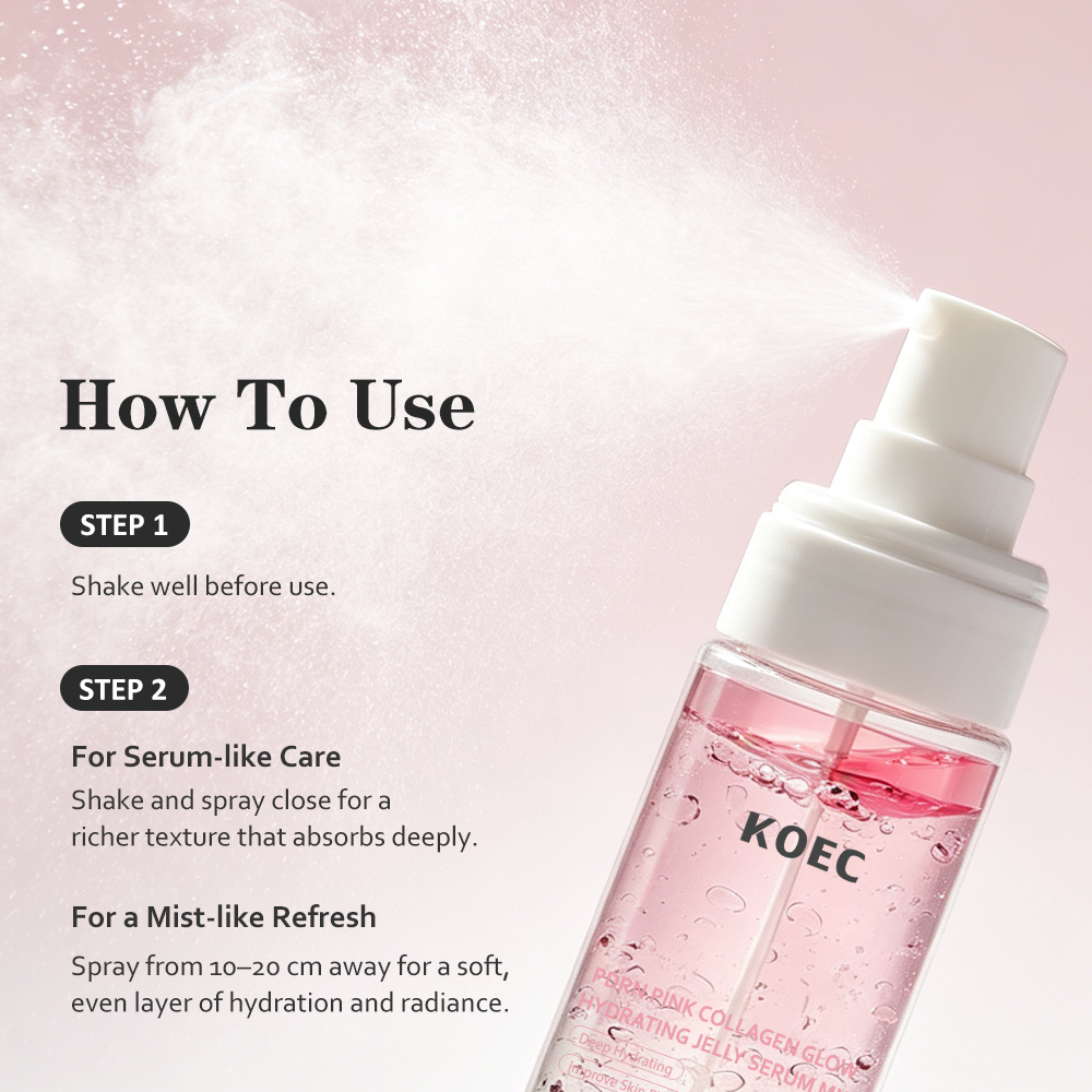 OEC PDRN Pink Collagen Glow Hydrating Jelly Serum Mist, 2-in-1 Facial Spray with Niacinamide & Hyaluronic Acid, Moisturizing Brightening Face Mist for Plump Radiant Skin