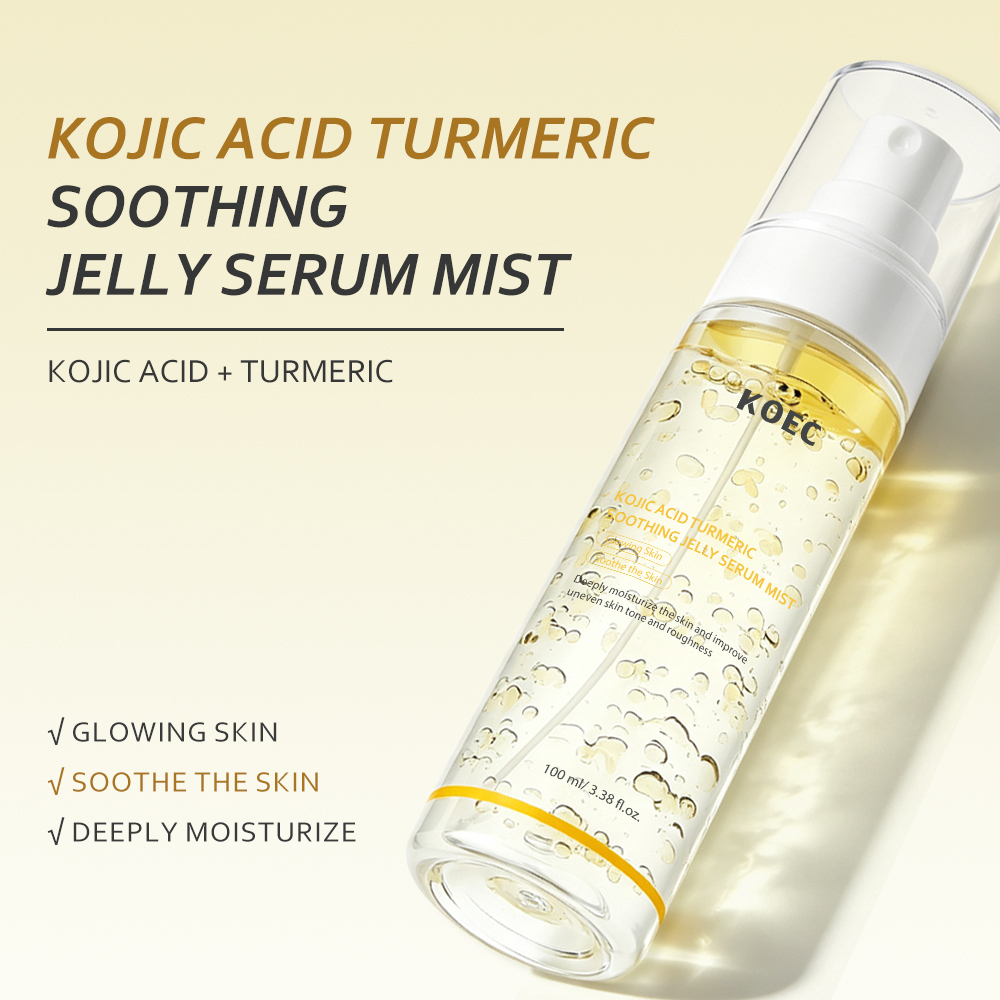 KOEC Kojic Acid Turmeric Soothing Jelly Serum Mist, 2-in-1 Hydrating Facial Spray with Squalane & Hyaluronic Acid, Brightening Calming Face Mist for Glowing, Plump Skin