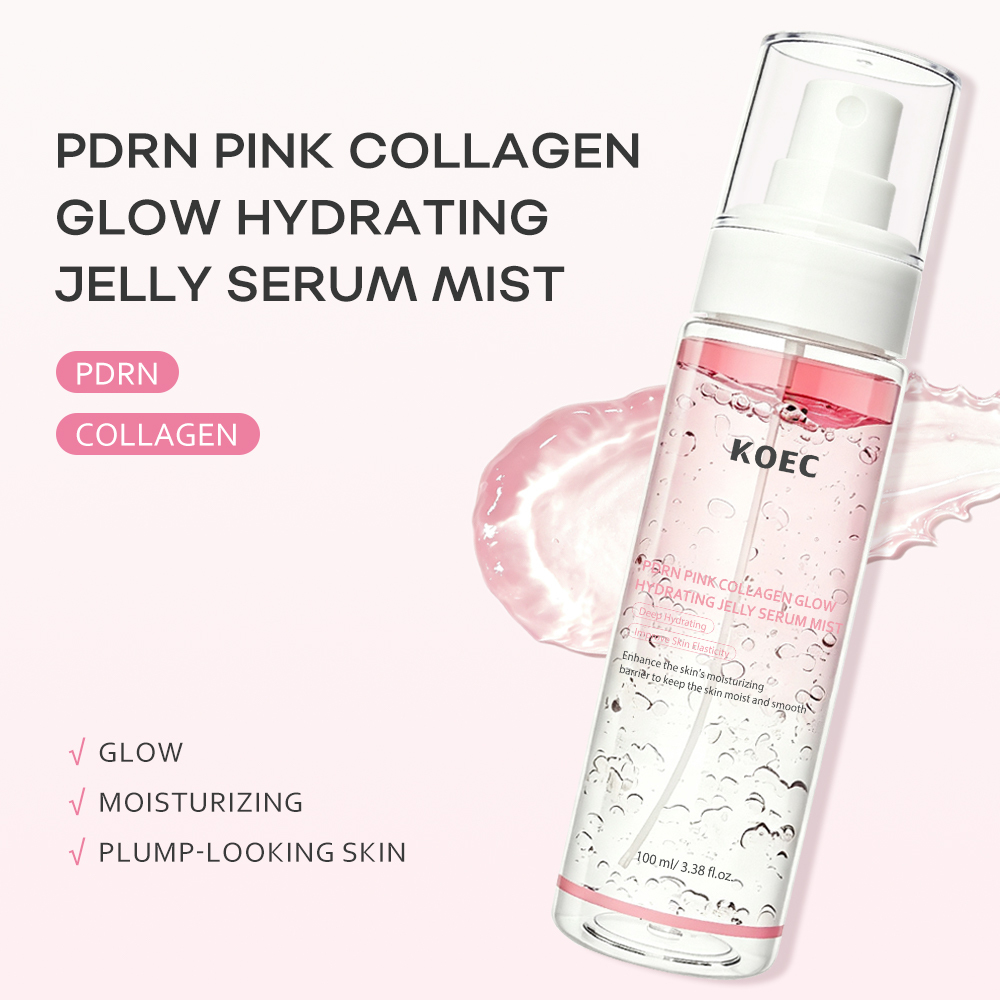 OEC PDRN Pink Collagen Glow Hydrating Jelly Serum Mist, 2-in-1 Facial Spray with Niacinamide & Hyaluronic Acid, Moisturizing Brightening Face Mist for Plump Radiant Skin