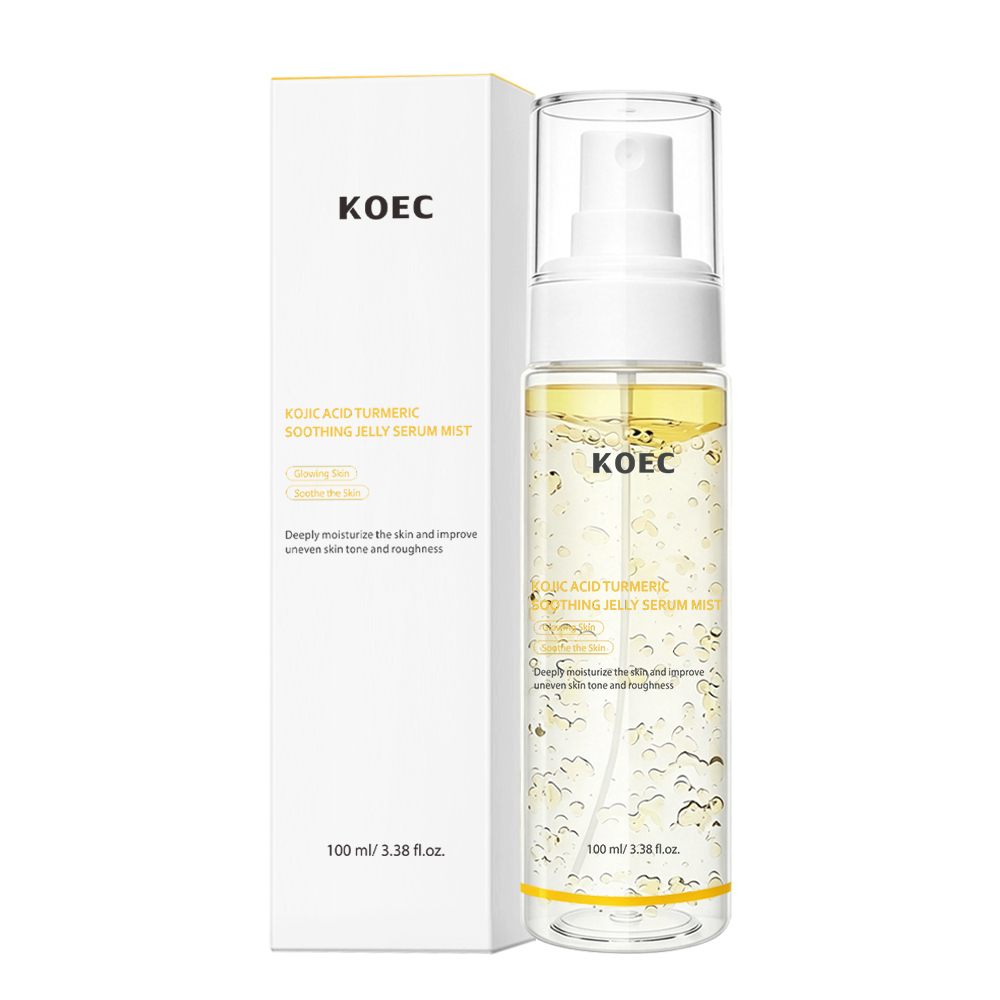KOEC Kojic Acid Turmeric Soothing Jelly Serum Mist, 2-in-1 Hydrating Facial Spray with Squalane & Hyaluronic Acid, Brightening Calming Face Mist for Glowing, Plump Skin