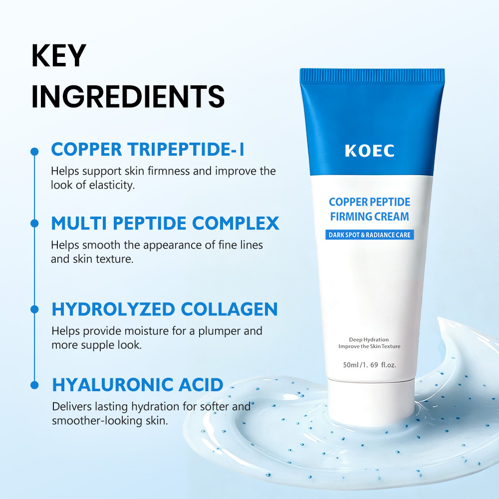 KOEC Copper Peptide Firming Cream 50ml, Deep Hydrating Anti-Aging Facial Cream, Dark Spot Care Cream for Improving Uneven Skin Tone & Refining Skin Texture