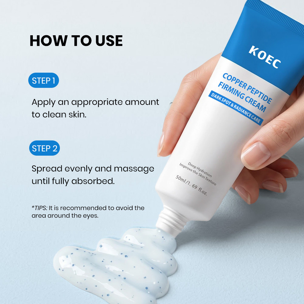 KOEC Copper Peptide Firming Cream 50ml, Deep Hydrating Anti-Aging Facial Cream, Dark Spot Care Cream for Improving Uneven Skin Tone & Refining Skin Texture