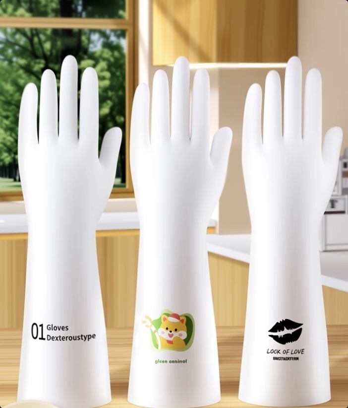 Nitrile durable dishwashing gloves for women, suitable for household chores, kitchen cooking, clothes cleaning. Made of rubber, waterproof. Special for winter use.