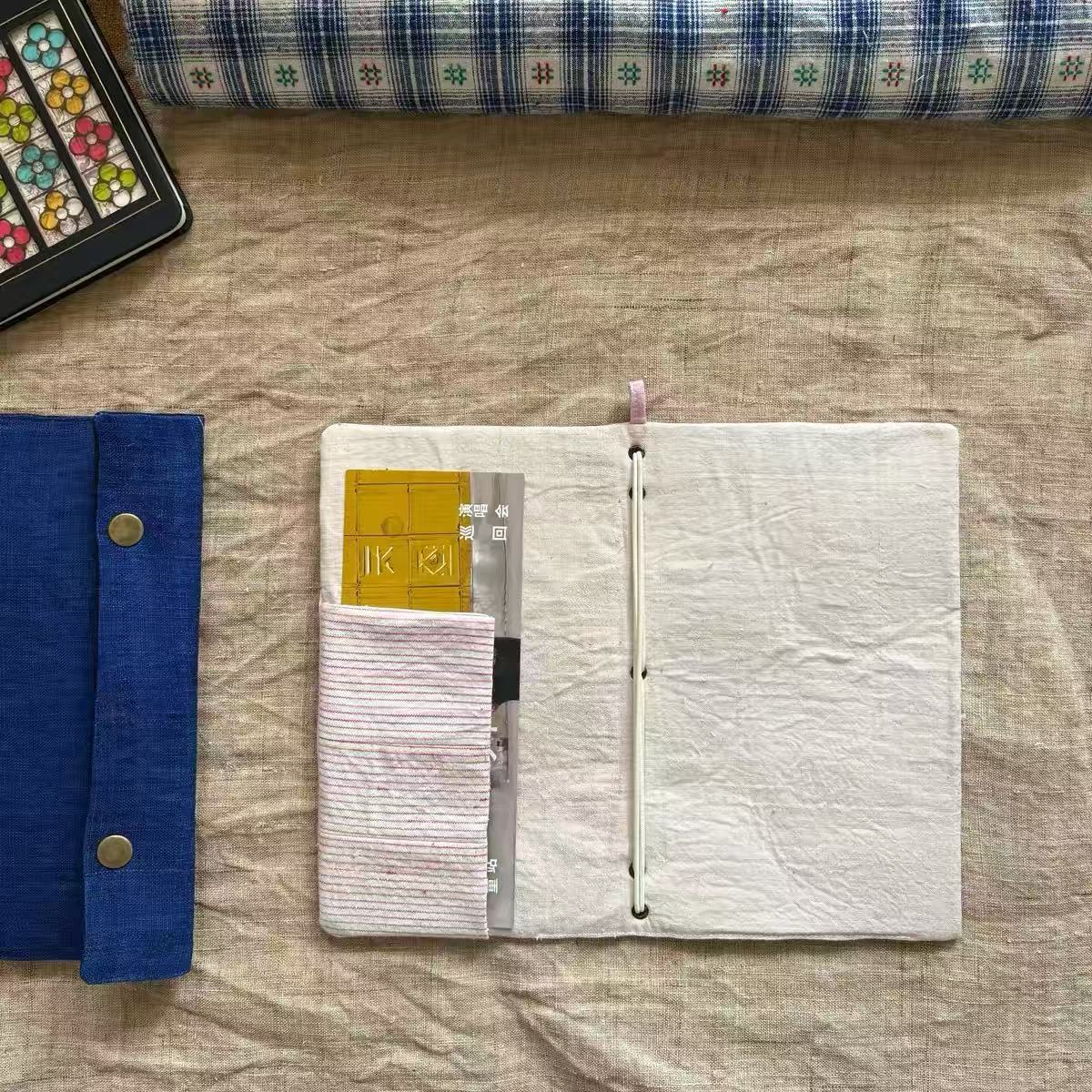 Japanese Handmade Pink Rain Lily Embroidered TN Standard Traveler's Notebook, Aesthetic Ins Style Unique Planner for Stu