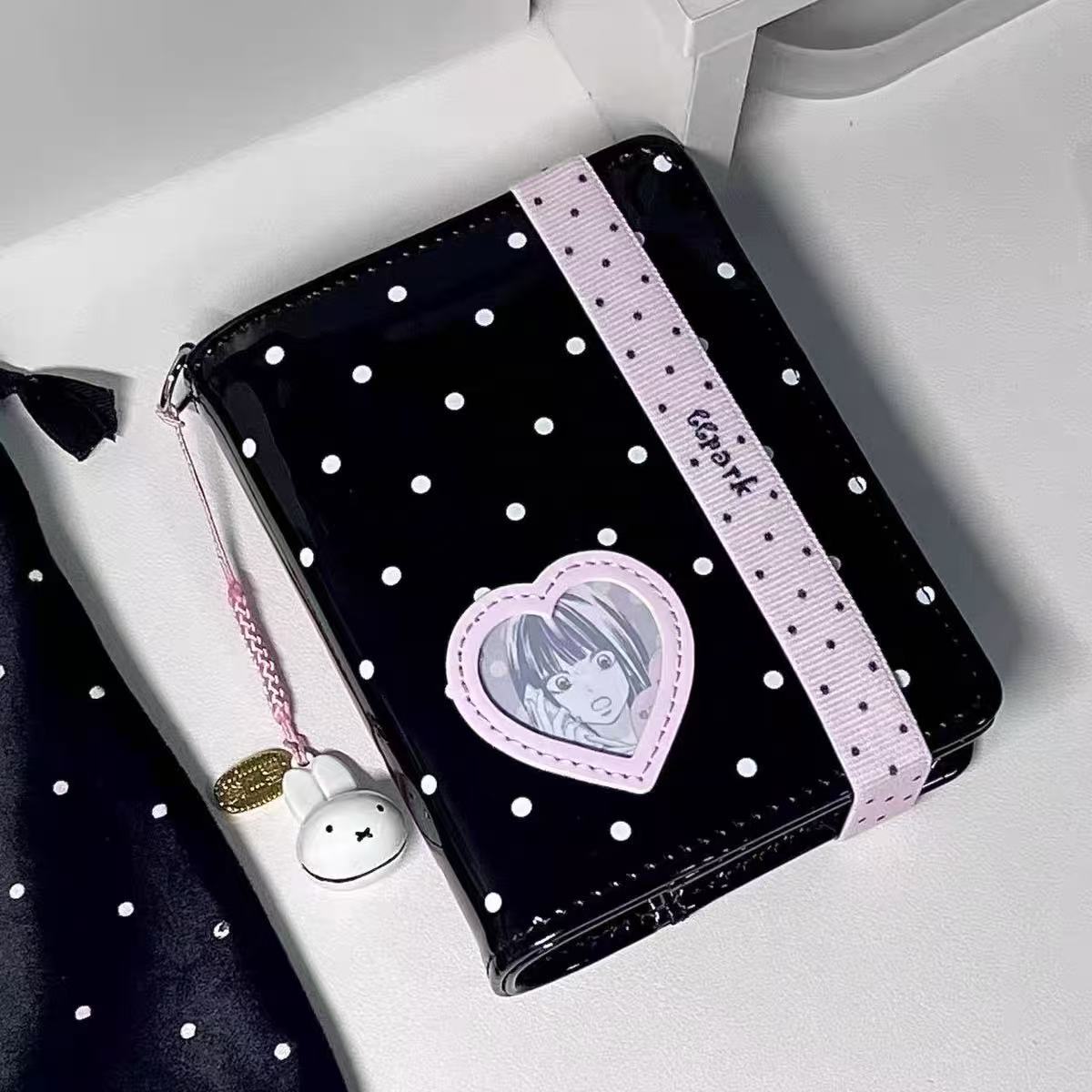 Korean Ins Style Black & White Polka Dot M5 Loose-Leaf Journal, High-Aesthetic Pocket Notebook for Daily Planning