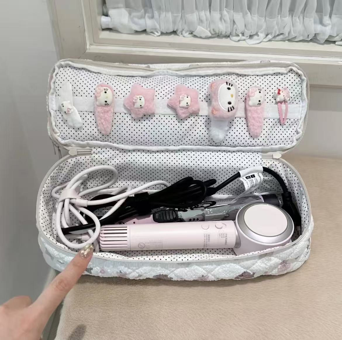 Hair Dryer Storage Bag, Travel Organizer Pouch for Curling Iron & Hair Straightener, Business Trip Carry Case