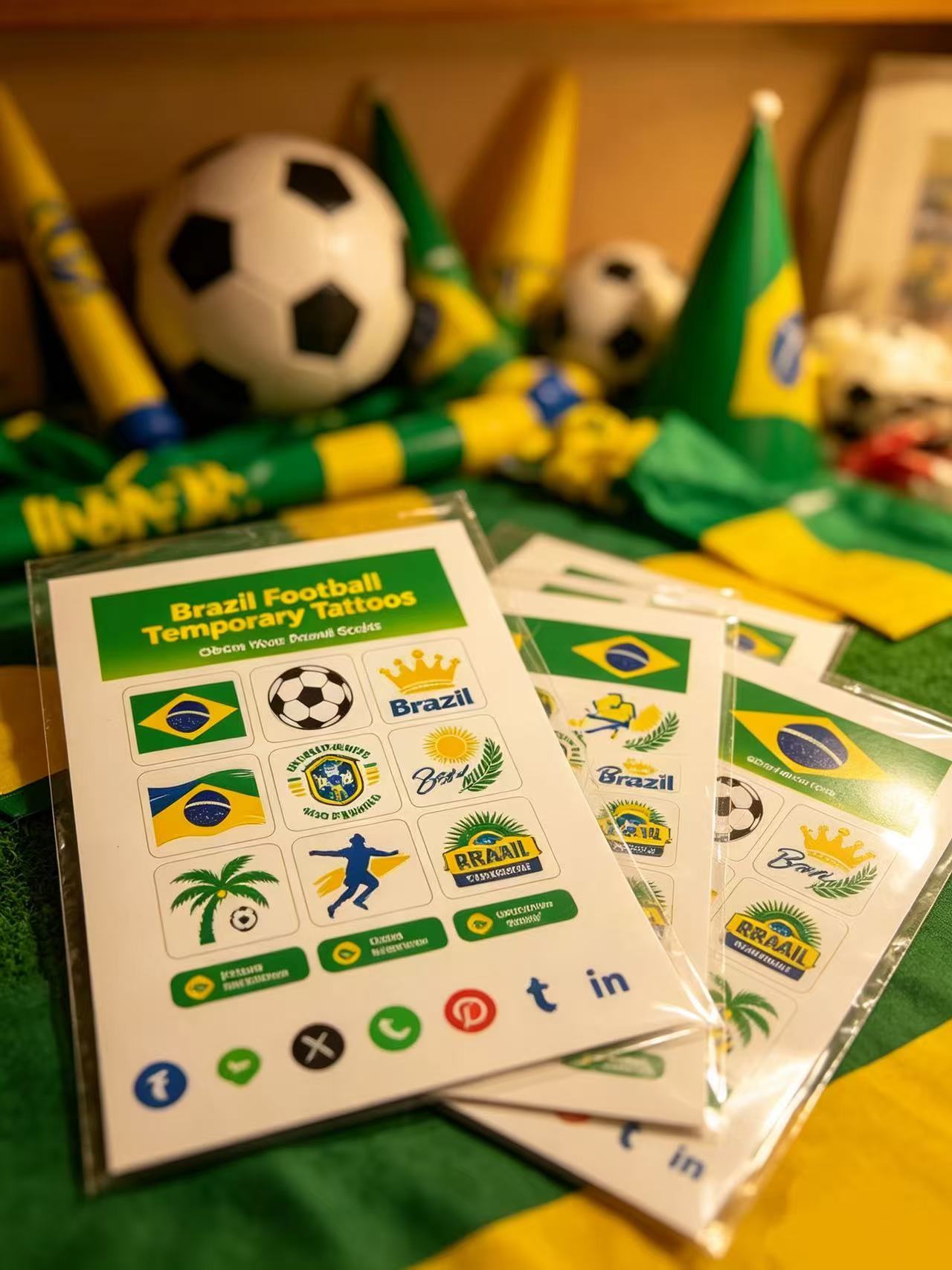 National Team Football Temporary Tattoos, Soccer Fan Face & Body Stickers for Sports Match Viewing Party