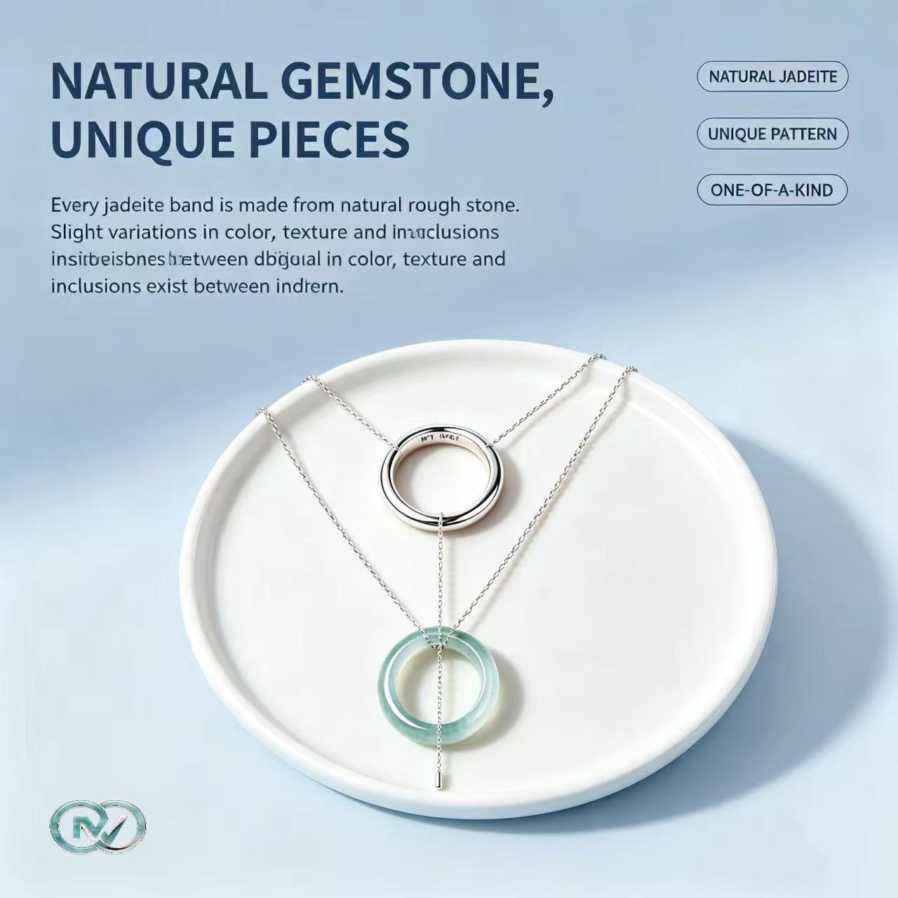 Natural A-Grade Guatemalan Jadeite Plain Band Ring Set, Custom Engraving, Traditional Chinese Lucky Jewelry, Multi Wear Styles, Stackable With Silver Ring, Includes Jade Plain Band Ring + Silver Ring + Silver Necklace Chain