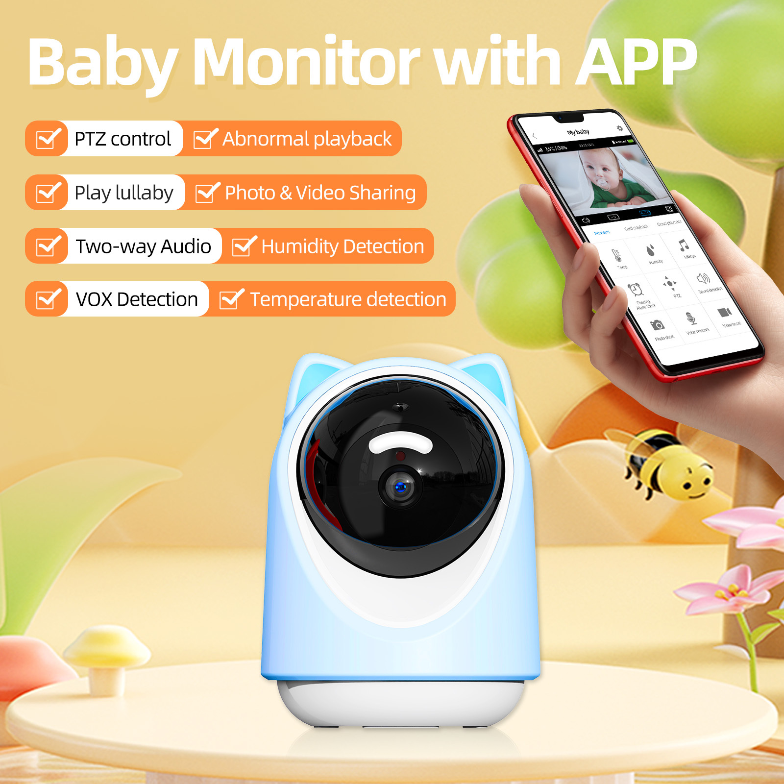 3MP Tuya Baby Monitor Single Camera