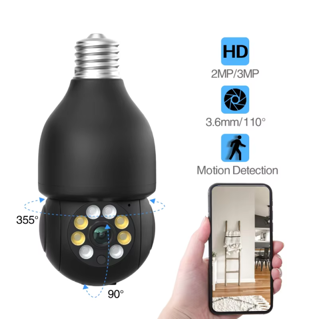 Black 2MP/3MP Light Bulb Camera