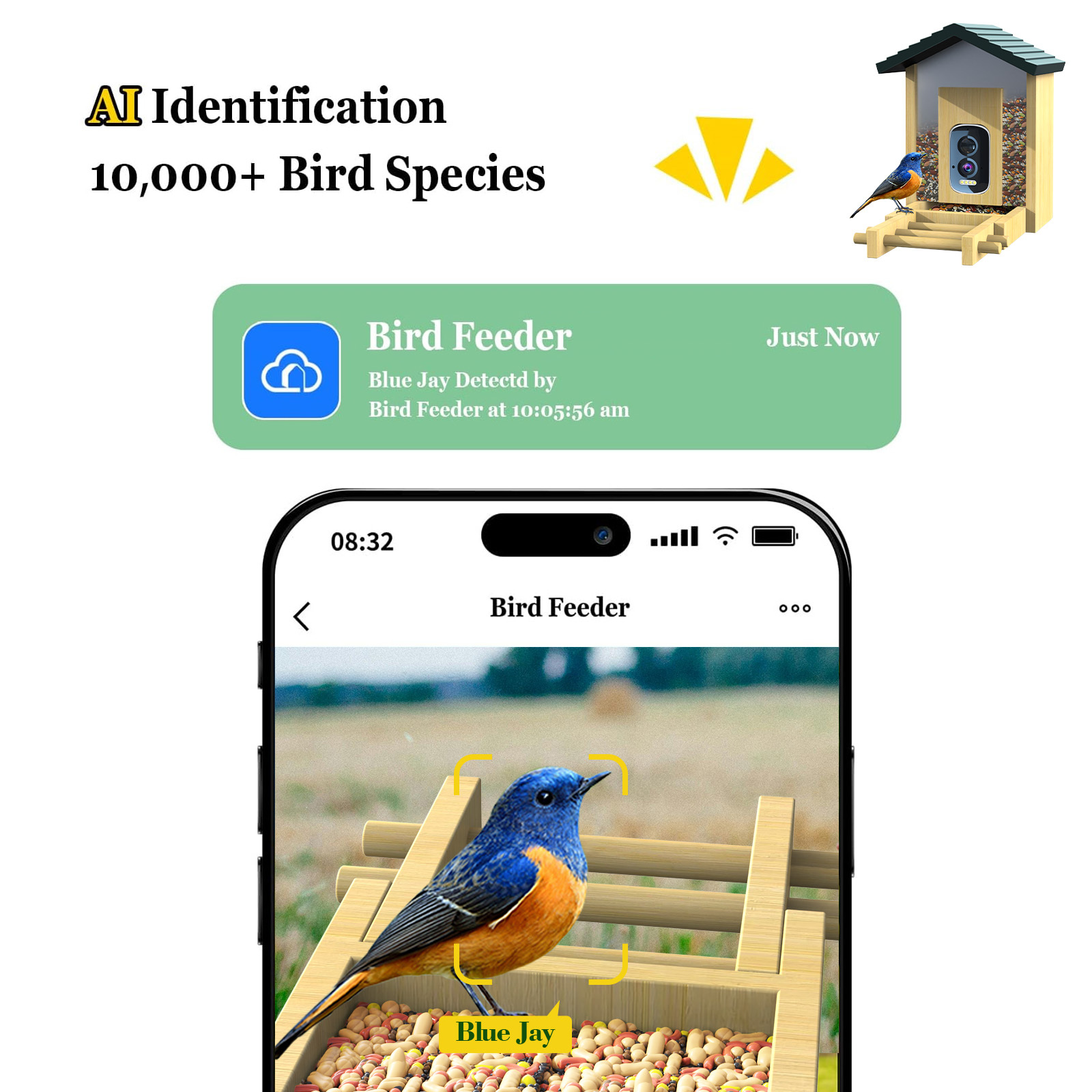 Bamboo Al Smart Bird Feeder
