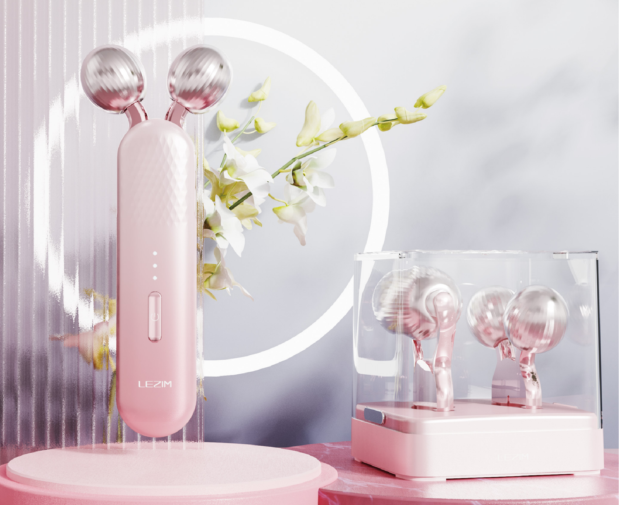 Dual-head Roller Ice Therapy Face Slimming Device - 1622