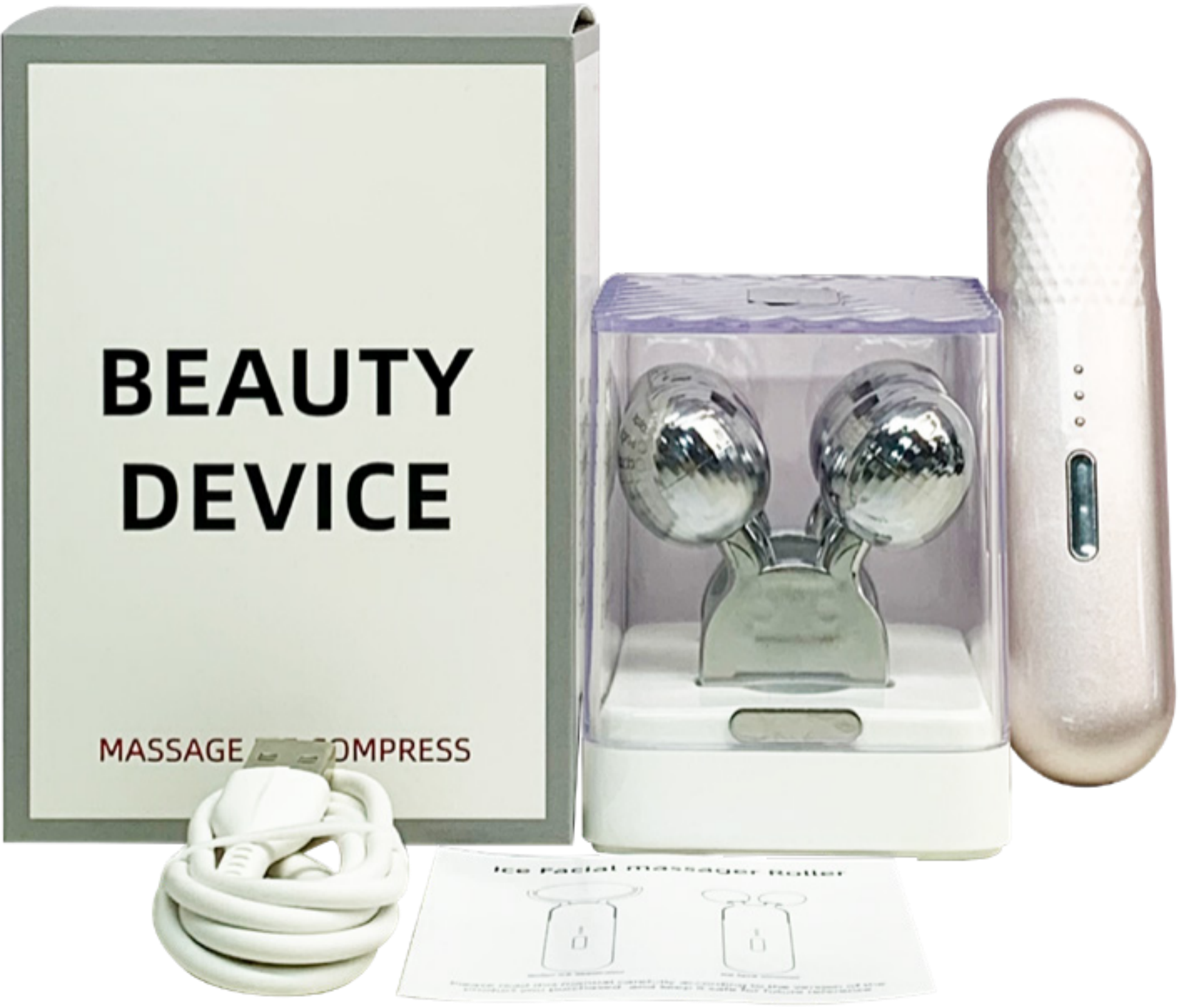 Dual-head Roller Ice Therapy Face Slimming Device - 1622