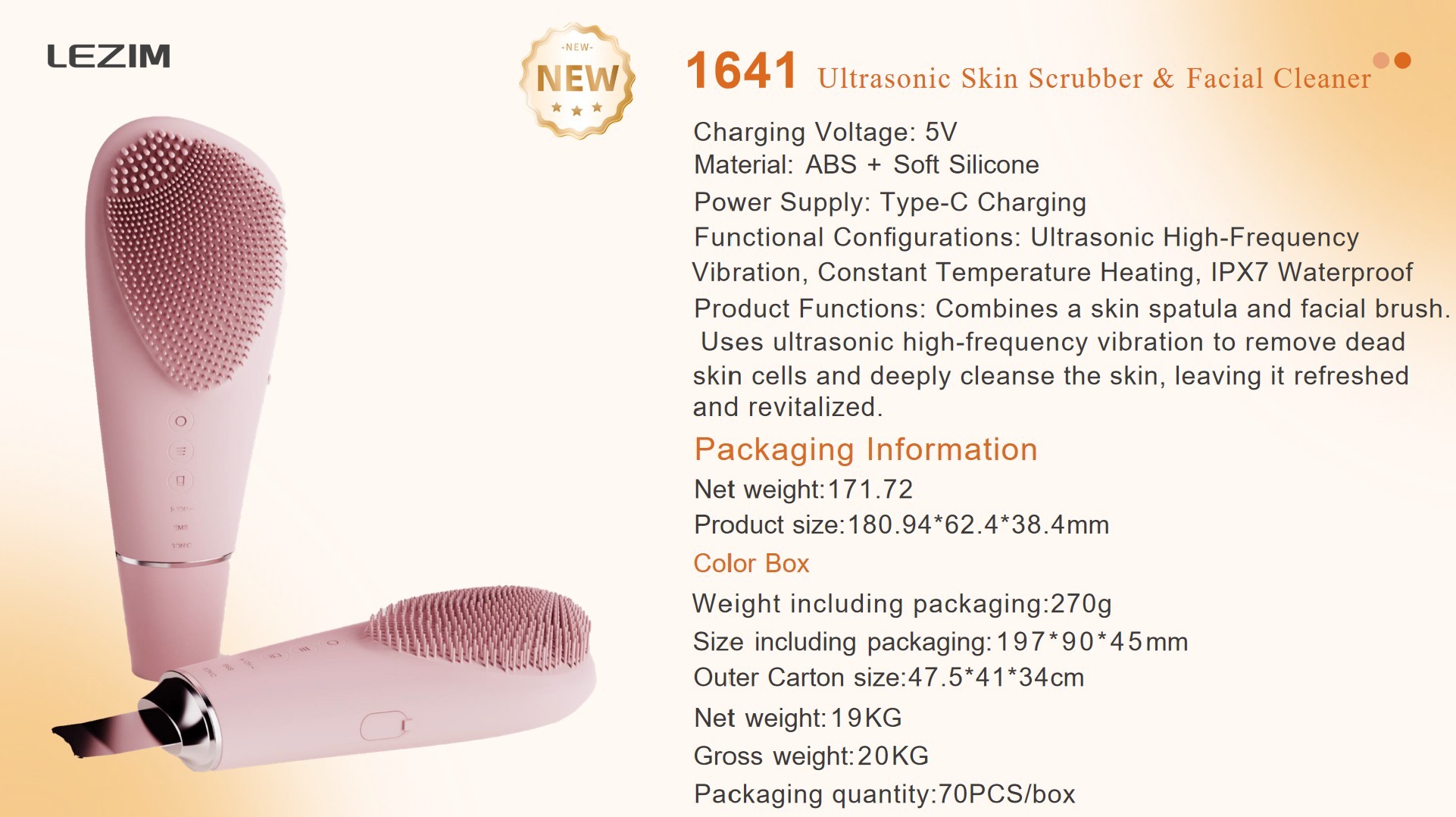 Ultrasonic Skin Scrubber & Facial Cleaner - 1641